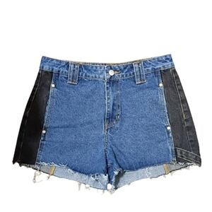 PTCL Ethical Clothing Colorblock 2-Tone Denim Jeans Shorts Cutoff 29